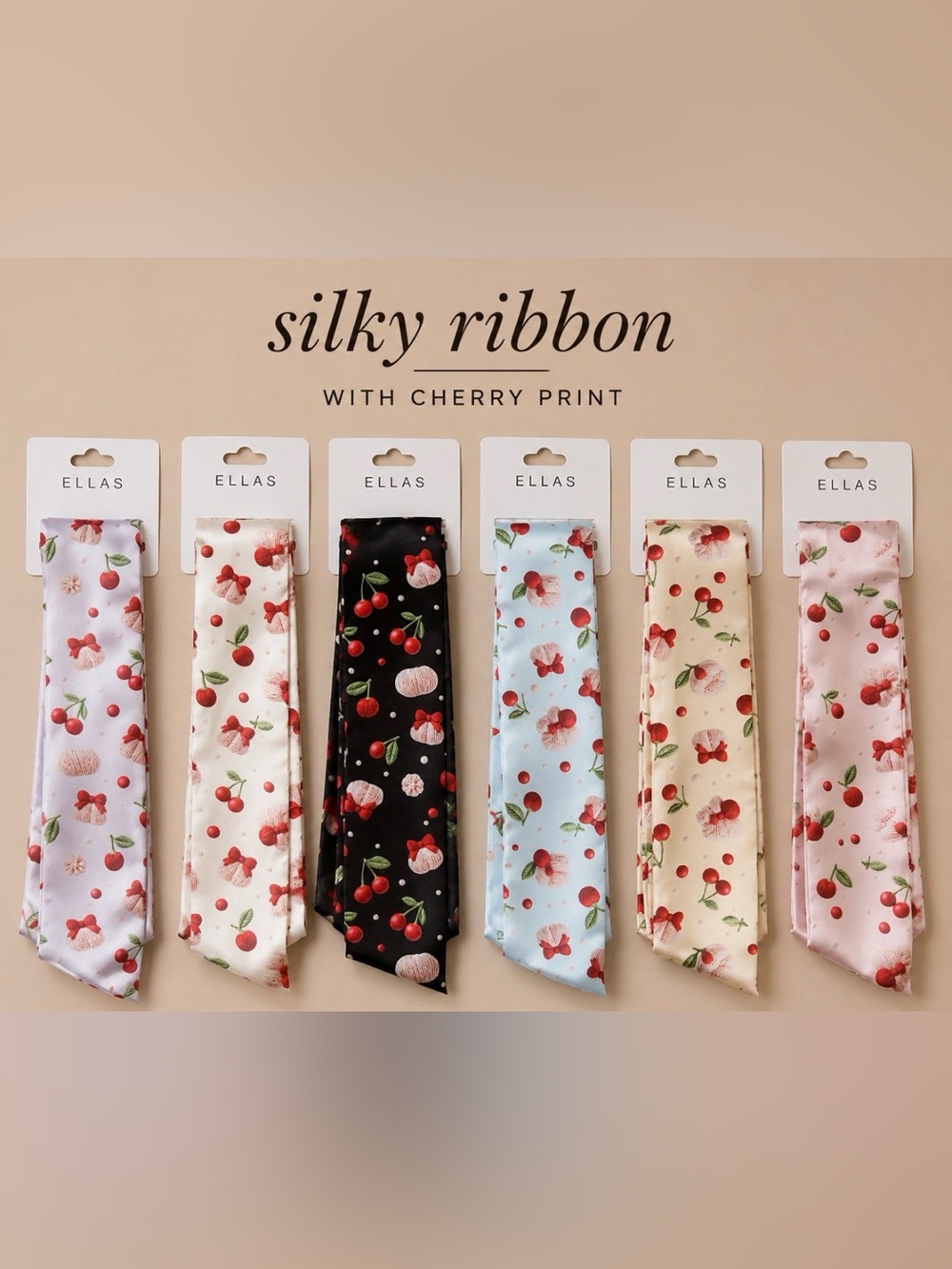 Silky Ribbon - Cherry Print - Choose One